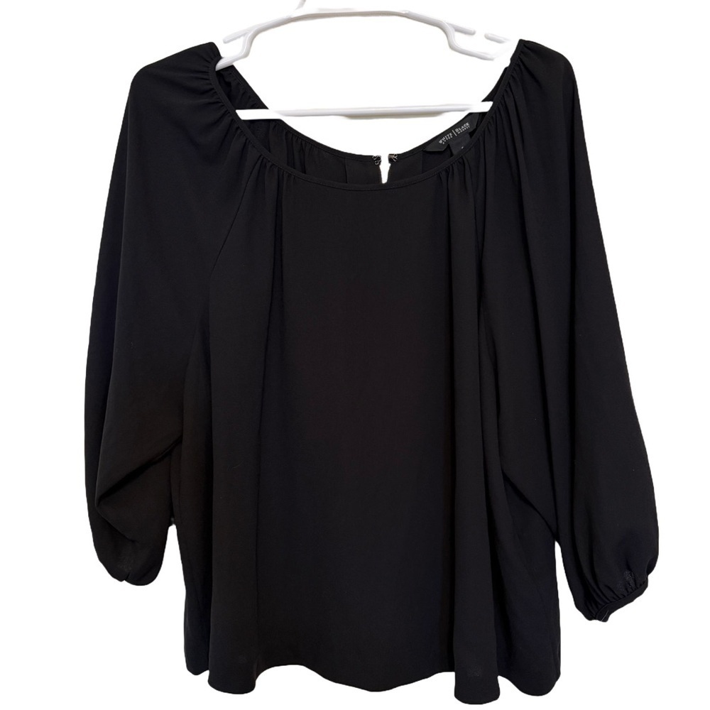 White House Black Market woman’s blouse 3/4 Balloon sleeve small Zip up back